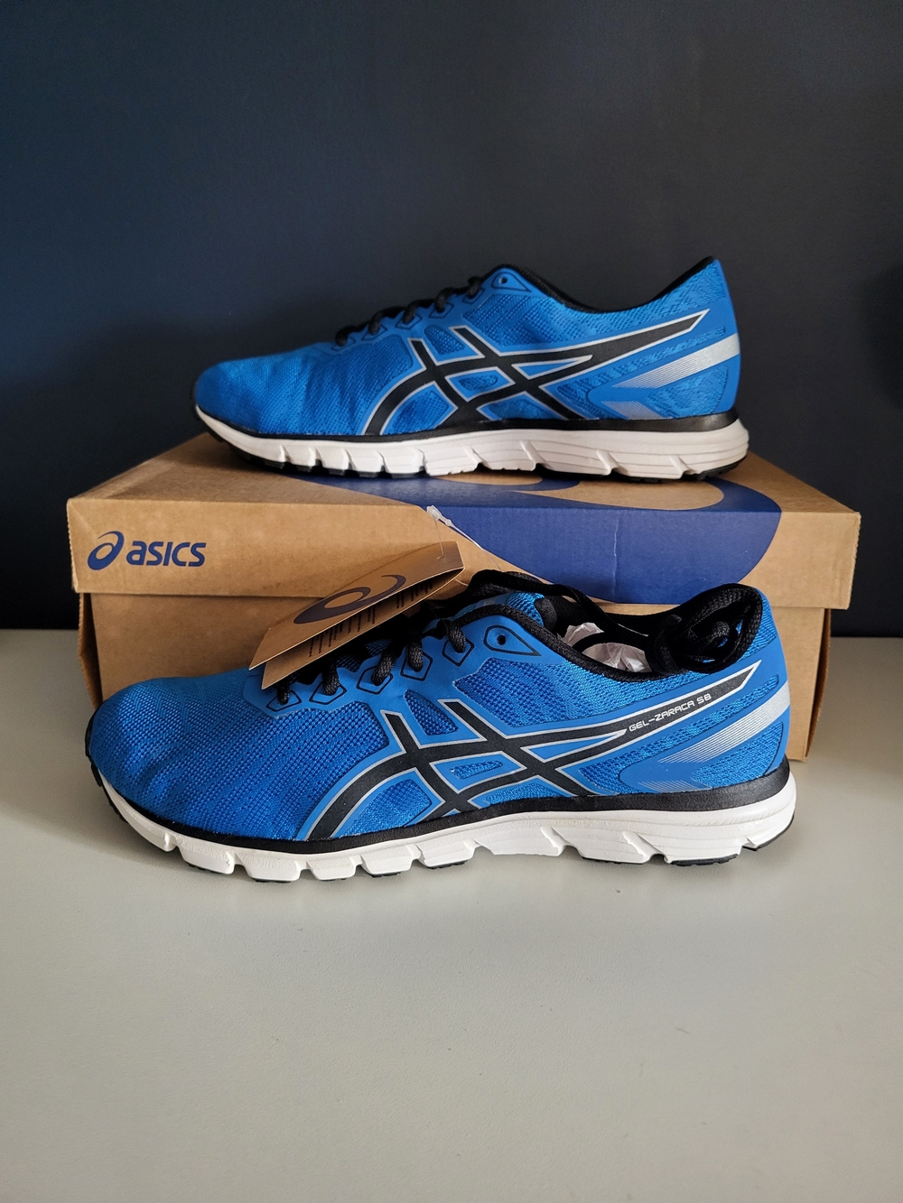 ASICS Zaraca 5 Gel Blue Running Shoes Sneakers Mens Size 8 Blue Black